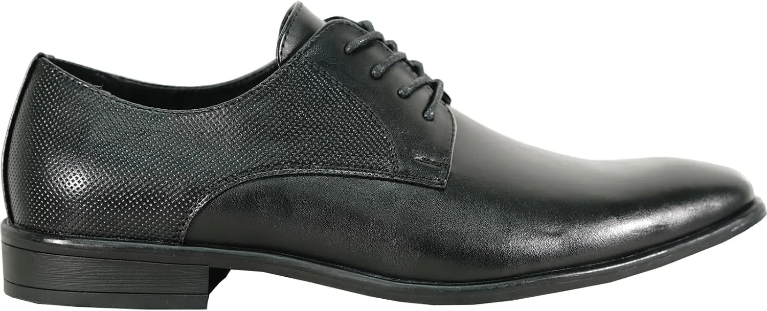 bravo! Men Dress Shoe King Classic Lace-up Oxford Plain or Cap Toe or Wingtip Leather Sock Medium and Wide Width Size from 6 to 18 Black Brown Cognac Blue Purple Red