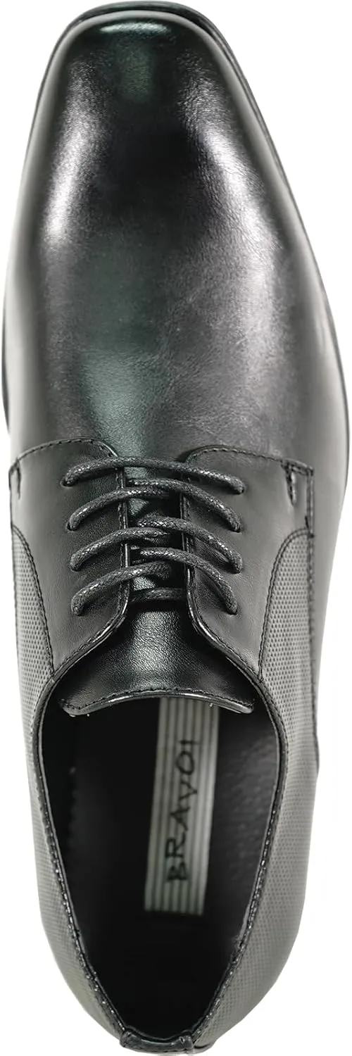 bravo! Men Dress Shoe King Classic Lace-up Oxford Plain or Cap Toe or Wingtip Leather Sock Medium and Wide Width Size from 6 to 18 Black Brown Cognac Blue Purple Red