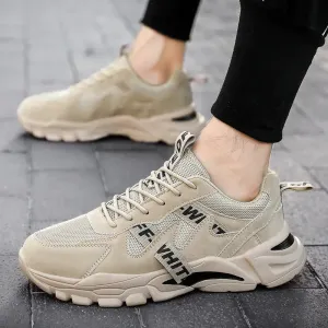 Breathable Mesh Sneakers for Men - Casual White Shoes