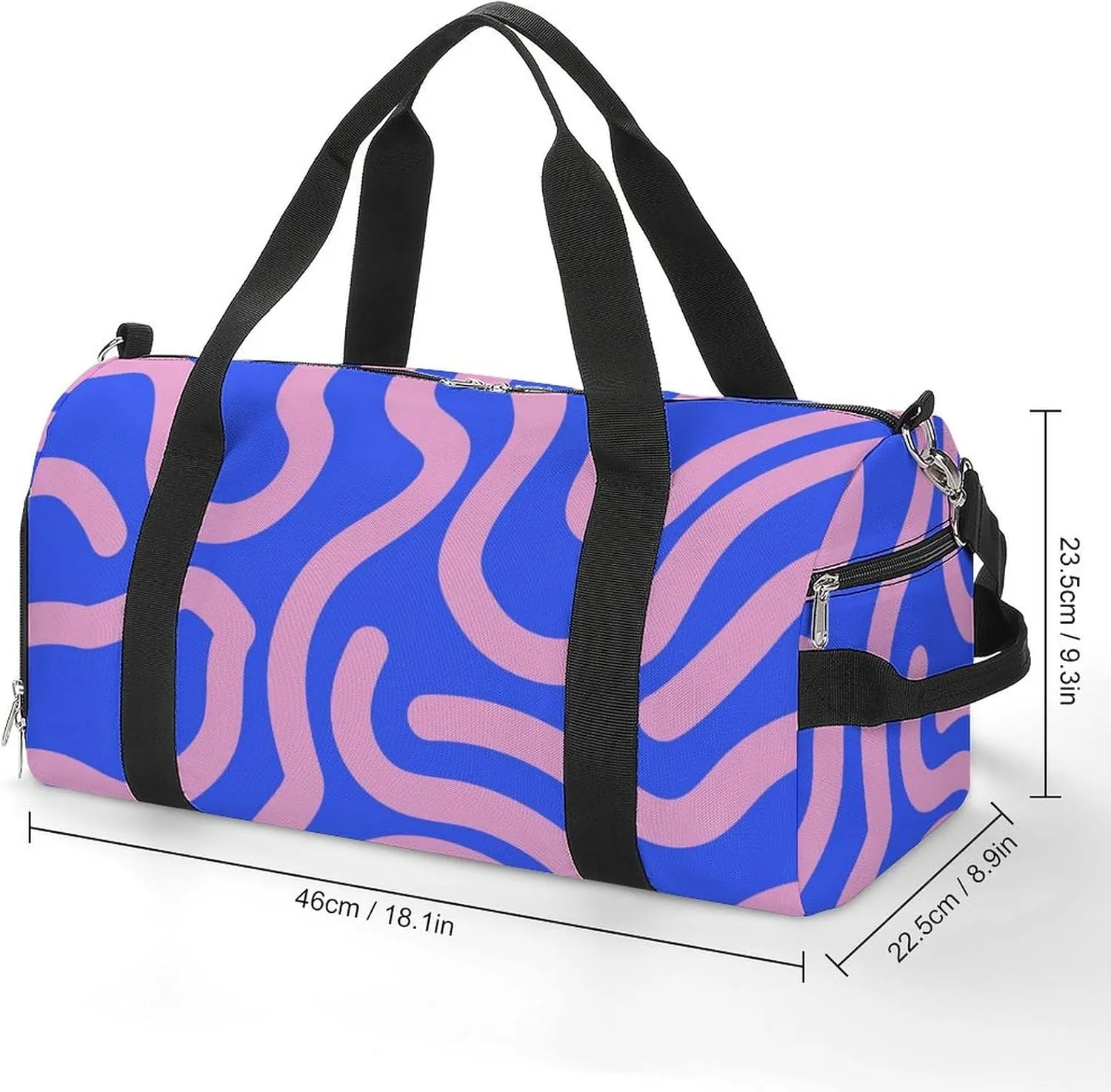Bright Curved Lines Fitness Large Gym Bag for Unisex with Shoe Compartment & Wet Pocket