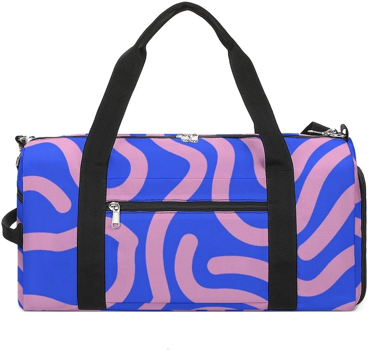 Bright Curved Lines Fitness Large Gym Bag for Unisex with Shoe Compartment & Wet Pocket