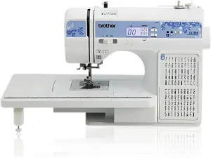 Brother CS7205 Computerized Machine, 150 Built Stitches, 1 Font, Wide Table, 11 Sewing Feet, White