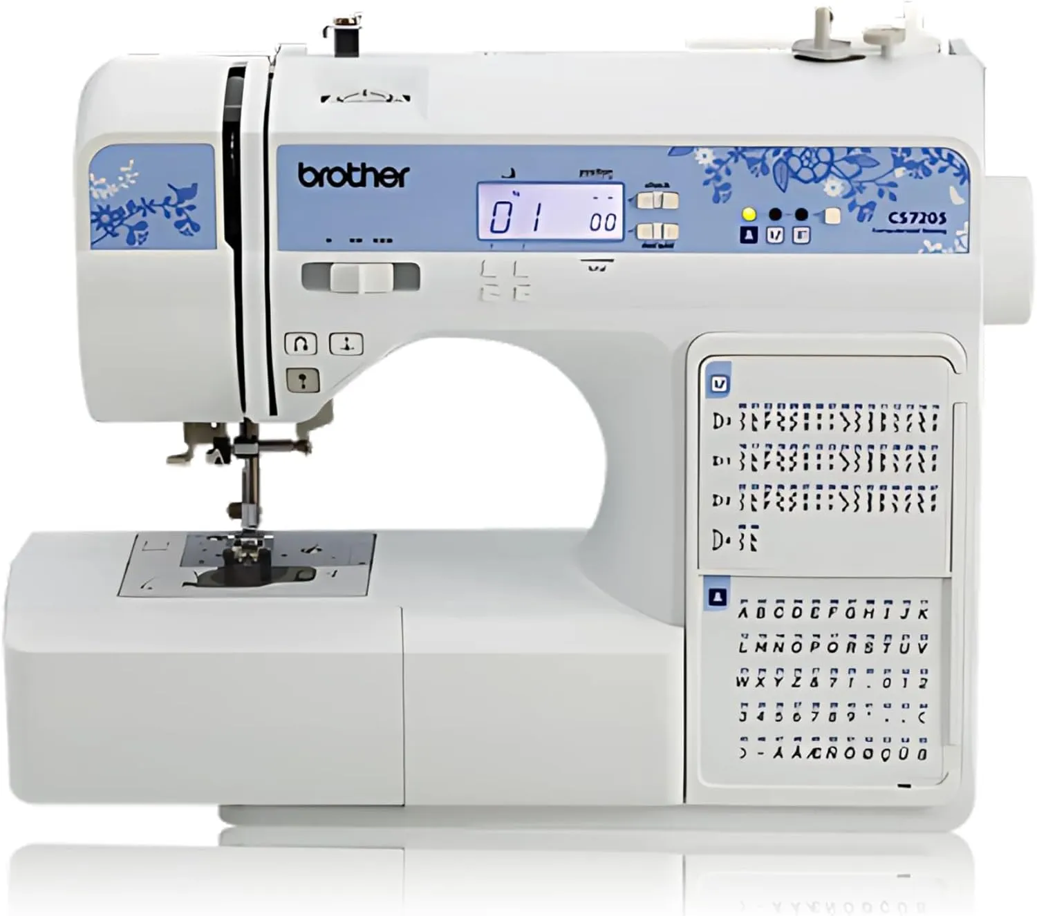 Brother CS7205 Computerized Machine, 150 Built Stitches, 1 Font, Wide Table, 11 Sewing Feet, White
