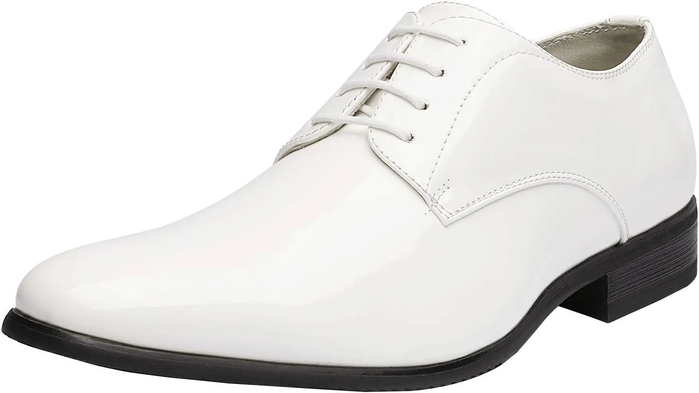 Bruno Marc Men's Faux Patent Leather Tuxedo Dress Shoes Classic Lace-up Formal Oxford