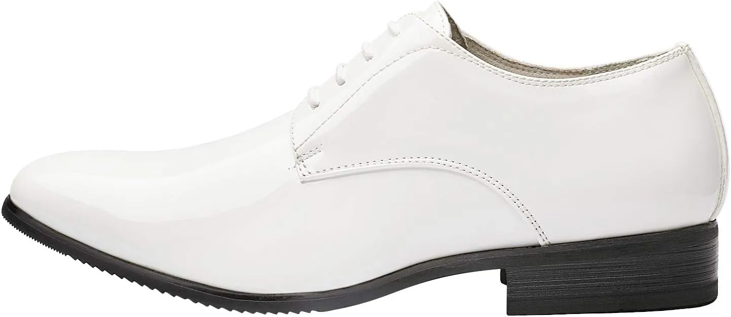 Bruno Marc Men's Faux Patent Leather Tuxedo Dress Shoes Classic Lace-up Formal Oxford