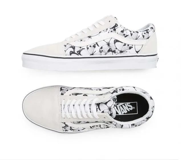 (BUTTERFLY) TRUE SKOOL WHITE VANS | Shipping guarantee Now or never | BLACK OLD