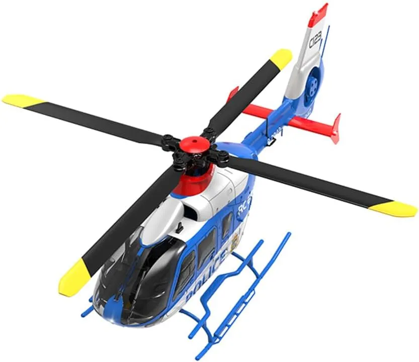 C123 EC135 RC Helicopter for Adults, 1/36 2.4G 6CH Single-Rotor Gyroscopic Flying Aircraft Model with 3D Flip, Inverted Flight, Altitude Hold, One Key Take Off/Landing（Blue White