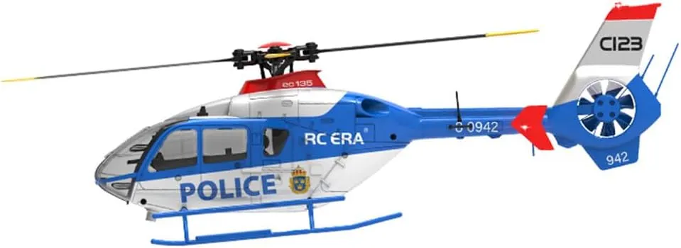 C123 EC135 RC Helicopter for Adults, 1/36 2.4G 6CH Single-Rotor Gyroscopic Flying Aircraft Model with 3D Flip, Inverted Flight, Altitude Hold, One Key Take Off/Landing（Blue White