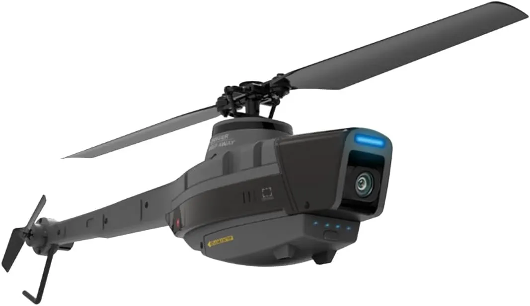 C128 RC Helicopter, 2.4G 4CH Remote Control Helicopter Add Optical Flow Positioning, Single-Rotor Military Aircraft Model with 1080P Camera