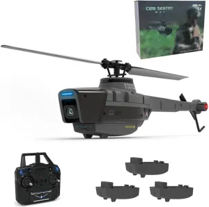 C128 RC Helicopter, 2.4G 4CH Remote Control Helicopter Add Optical Flow Positioning, Single-Rotor Military Aircraft Model with 1080P Camera