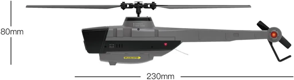 C128 RC Helicopter, 2.4G 4CH Remote Control Helicopter Add Optical Flow Positioning, Single-Rotor Military Aircraft Model with 1080P Camera