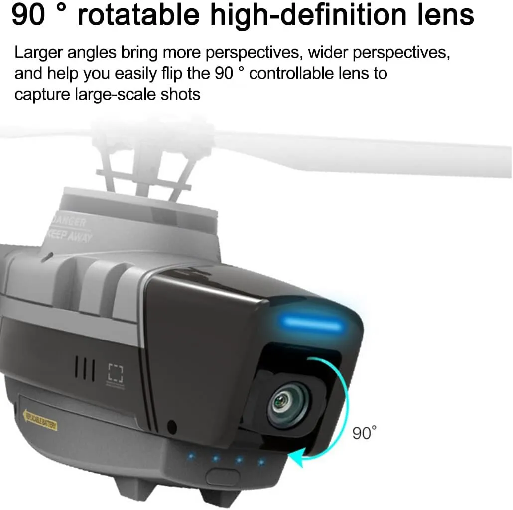 C128 RC Helicopter, 2.4G 4CH Remote Control Helicopter Add Optical Flow Positioning, Single-Rotor Military Aircraft Model with 1080P Camera