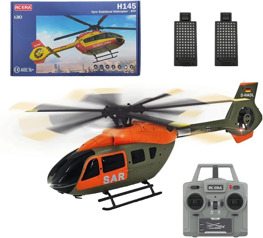 C190 H145 RC Helicopter for Adult, 1/30 Scale 2.4G 6CH 6-Axis Gyro Single-Rotor Remote Control Aircraft Model with Optical Flow Positioning & Altitude Hold