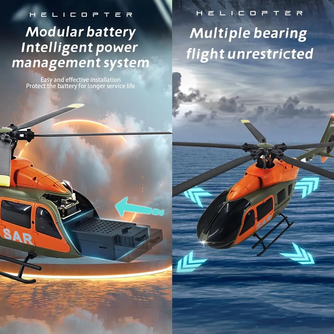 C190 H145 RC Helicopter for Adult, 1/30 Scale 2.4G 6CH 6-Axis Gyro Single-Rotor Remote Control Aircraft Model with Optical Flow Positioning & Altitude Hold