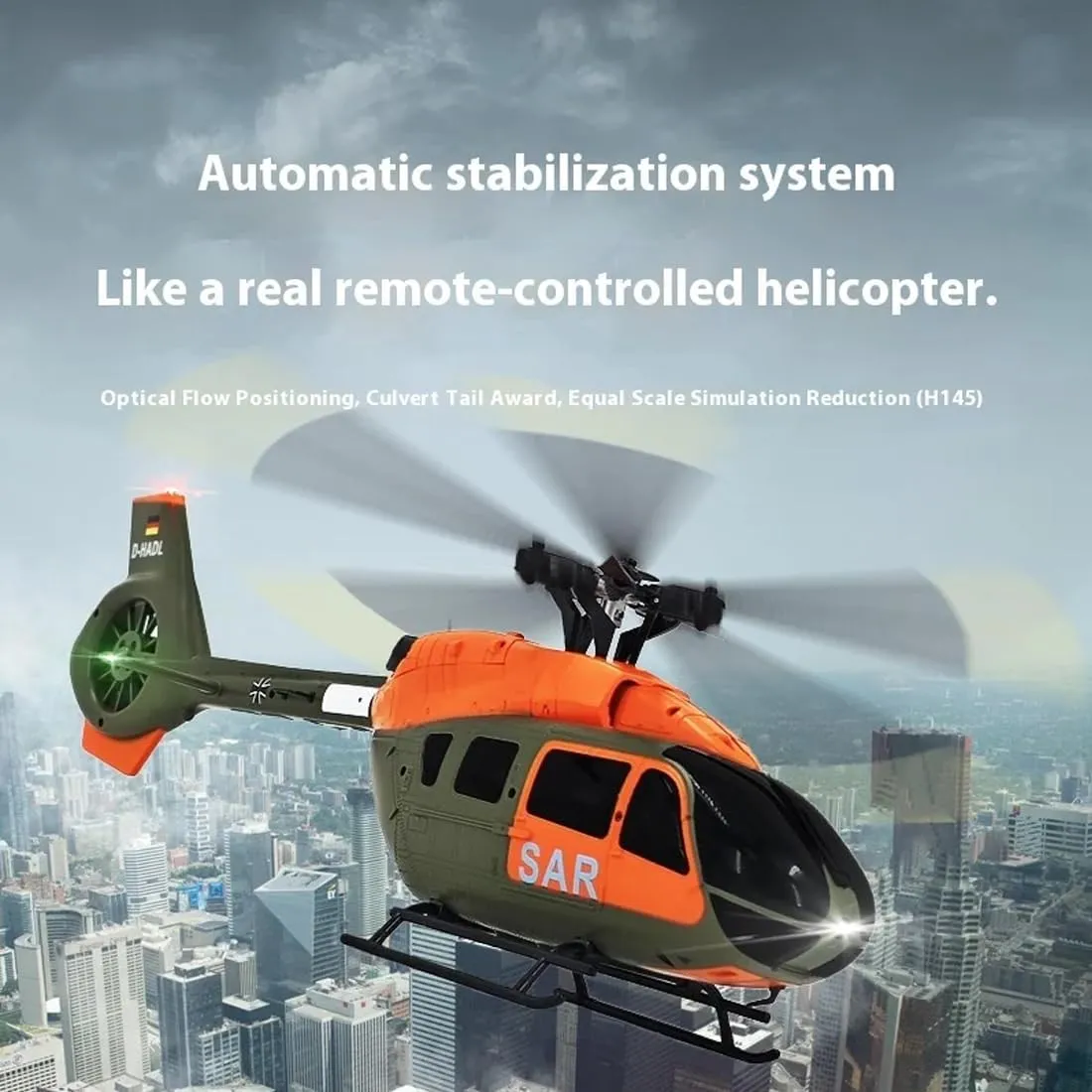 C190 H145 RC Helicopter for Adult, 1/30 Scale 2.4G 6CH 6-Axis Gyro Single-Rotor Remote Control Aircraft Model with Optical Flow Positioning & Altitude Hold