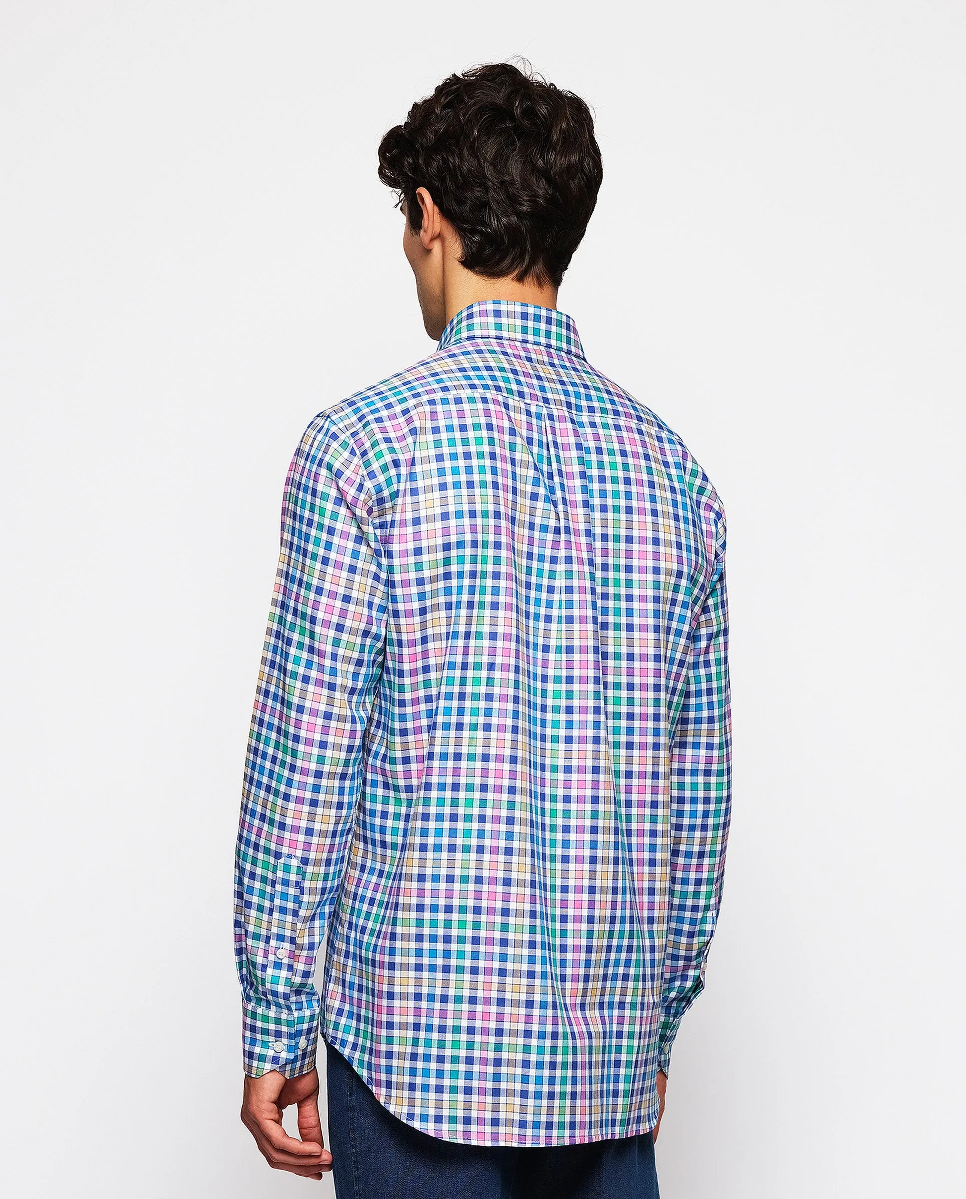 Camisa casual cuadros multicolor oxford