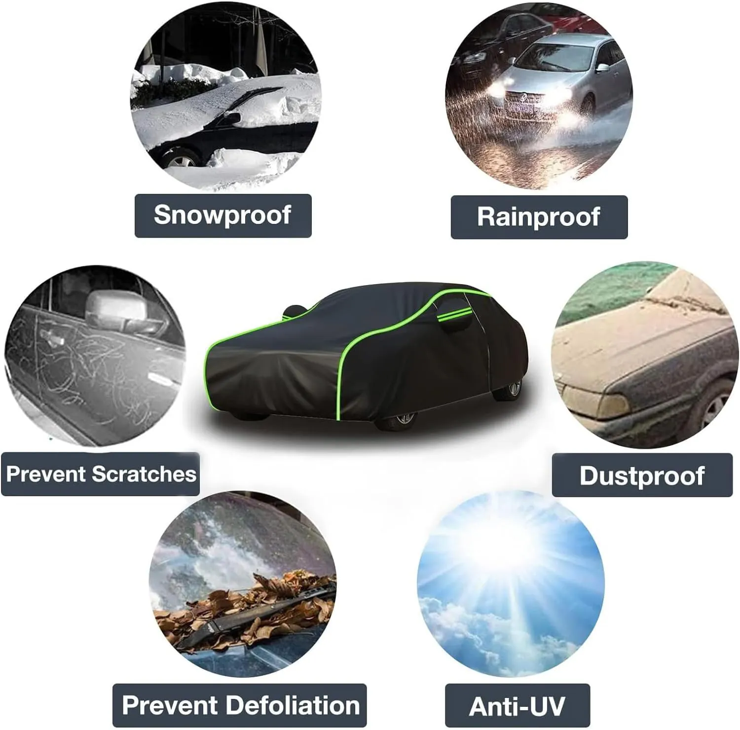 car Waterproof Cover for Peugeot 2008 2013-2023,Dustproof and Breathable car Waterproof Cover with Storage Bag Four-Wheel Alignment Rope