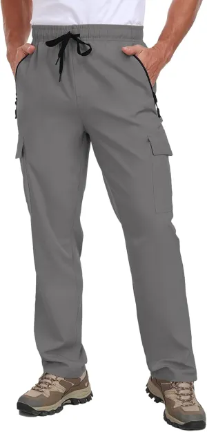 Cargo Pants for Men Water Resistant Hiking Pants Lightweight Fishing Travel Pants Zipper Pocket Outdoor HH2411