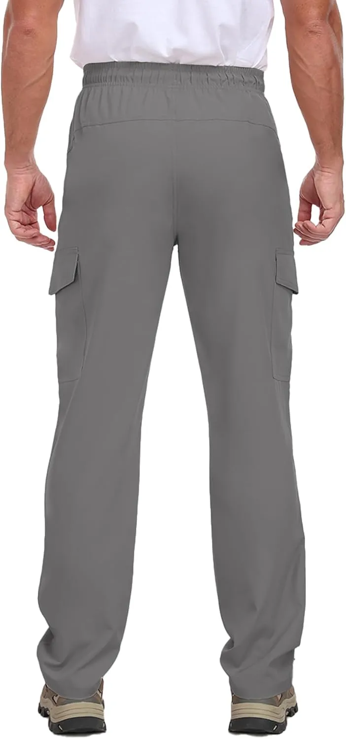 Cargo Pants for Men Water Resistant Hiking Pants Lightweight Fishing Travel Pants Zipper Pocket Outdoor HH2411