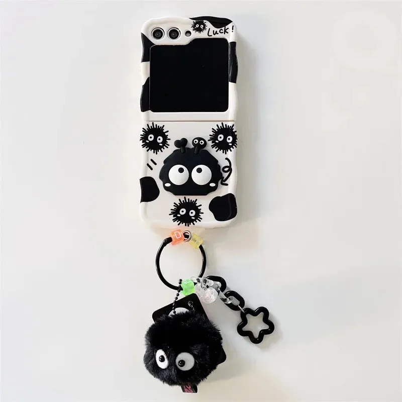 Cartoon Coal Ball Elf Case for Galaxy Z Flip 6/5/4/3 | Hard Shell with Stand