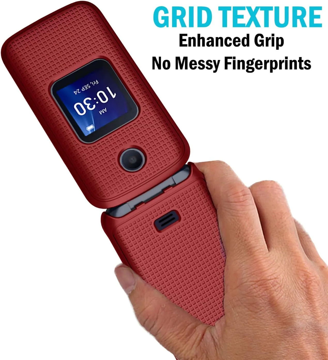 Case with Clip for Go Flip 4 / TCL FLIP Pro Phone, Nakedcellphone Slim Hard Shell Cover and [Rotating/Ratchet] Belt Hip Holster Holder Combo for Alcatel 4056W, 4056L, 4056Z, 4056V - Red