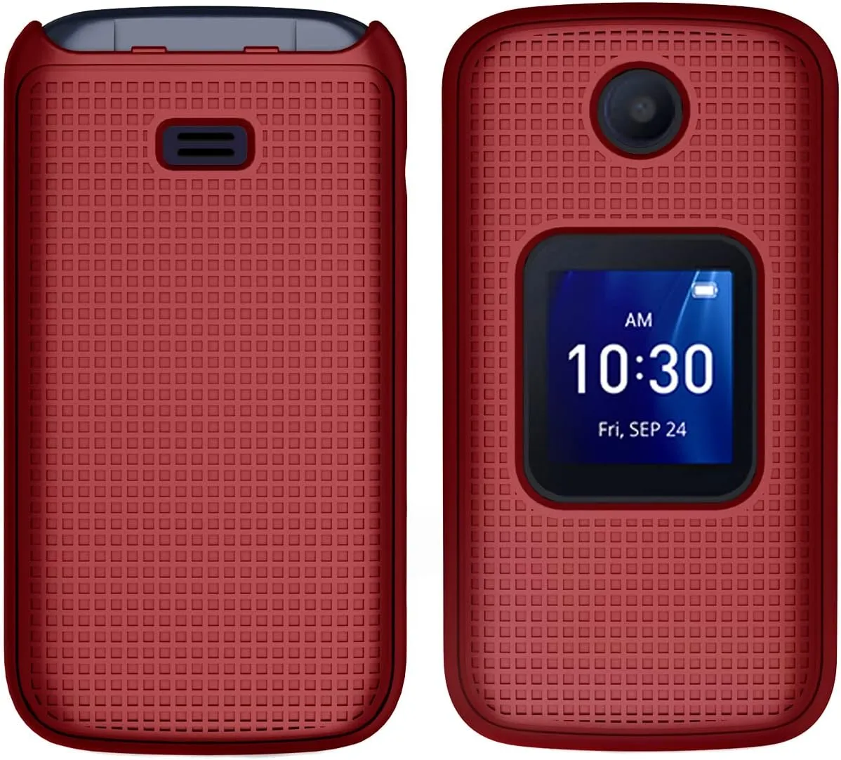 Case with Clip for Go Flip 4 / TCL FLIP Pro Phone, Nakedcellphone Slim Hard Shell Cover and [Rotating/Ratchet] Belt Hip Holster Holder Combo for Alcatel 4056W, 4056L, 4056Z, 4056V - Red