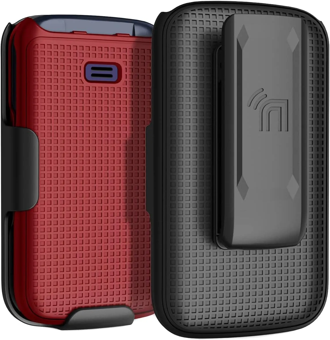 Case with Clip for Go Flip 4 / TCL FLIP Pro Phone, Nakedcellphone Slim Hard Shell Cover and [Rotating/Ratchet] Belt Hip Holster Holder Combo for Alcatel 4056W, 4056L, 4056Z, 4056V - Red