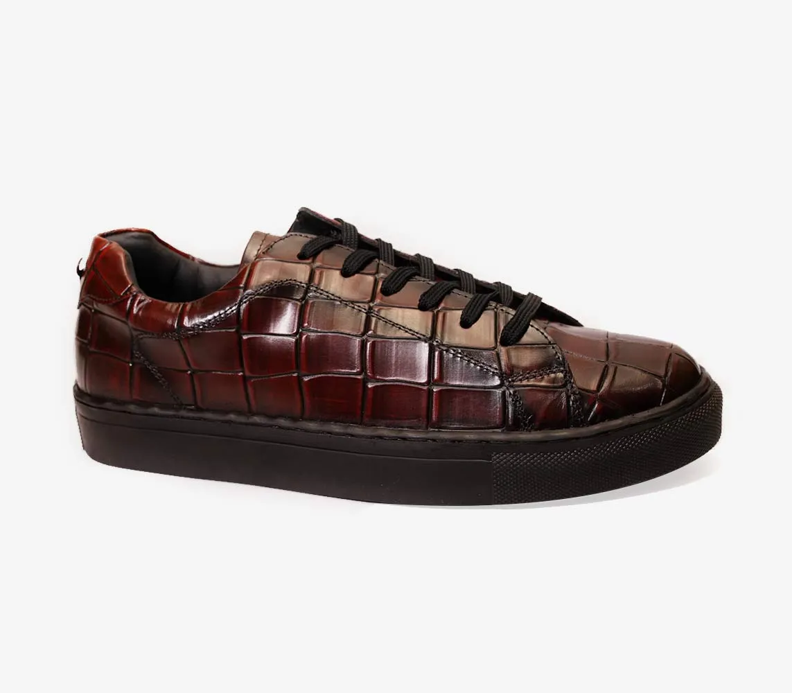 Casual Luxury: Handmade Lightweight Crocodile Pattern Leather Sneakers