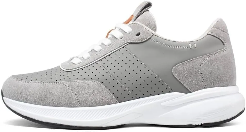 CHAMARIPA Hidden Heel Premium Leather Height Increase Low-Top Skate Shoes Men's Invisible Height Increasing Elevator Casual Fashion Sneaker