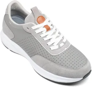 CHAMARIPA Hidden Heel Premium Leather Height Increase Low-Top Skate Shoes Men's Invisible Height Increasing Elevator Casual Fashion Sneaker