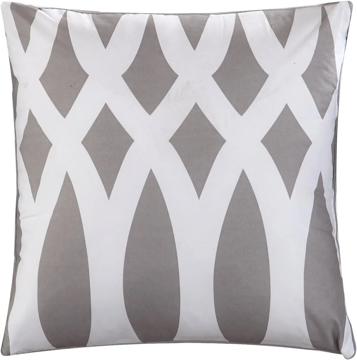 Chic Home Holland Reversible Comforter Bag Contemporary Diamond Embroidered Quilted Pattern Print Complete Bedding Set-Sheets Decorative Pillows Shams Included, Queen, Grey