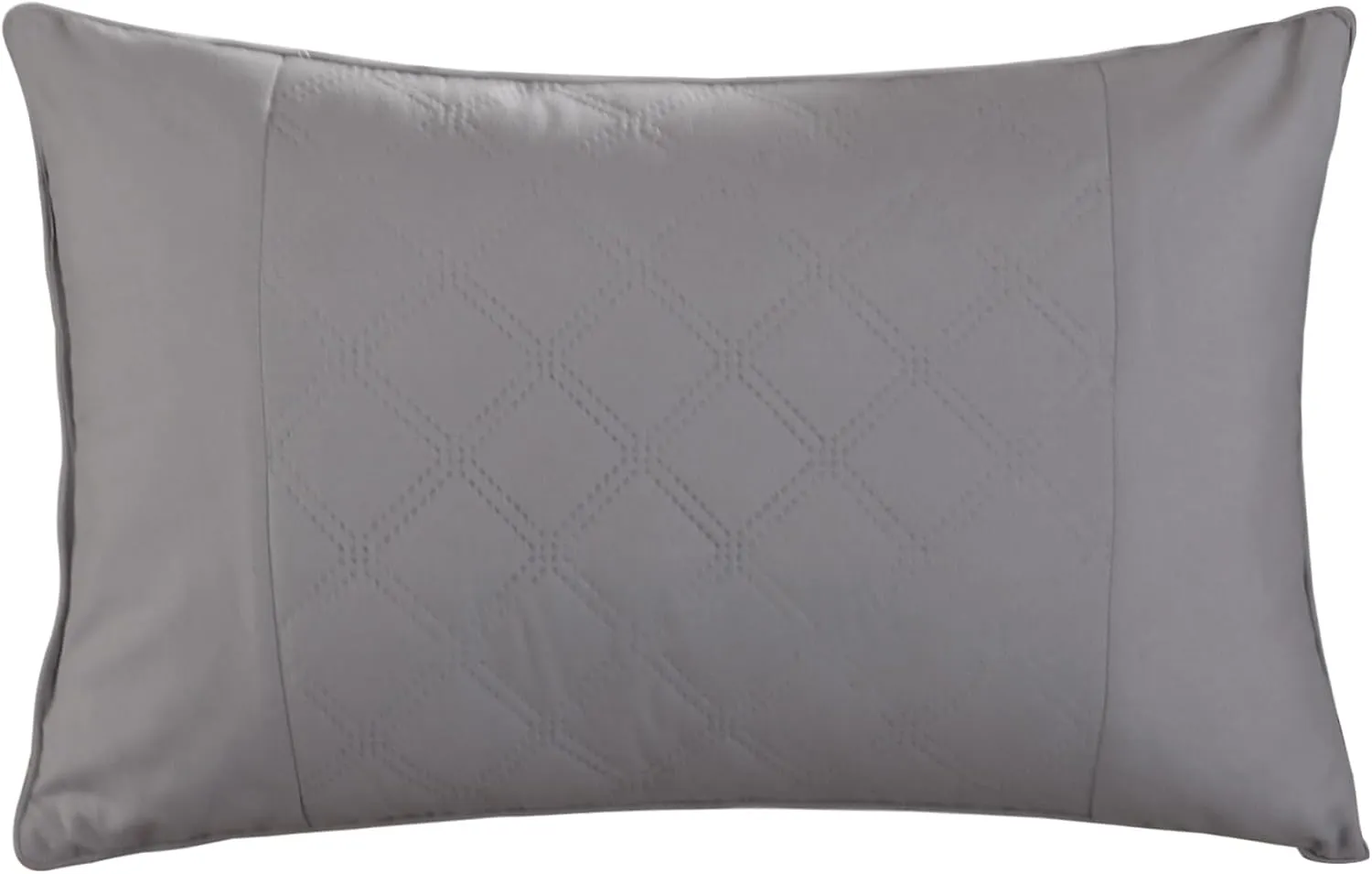 Chic Home Holland Reversible Comforter Bag Contemporary Diamond Embroidered Quilted Pattern Print Complete Bedding Set-Sheets Decorative Pillows Shams Included, Queen, Grey