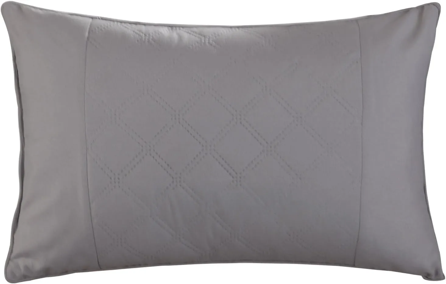 Chic Home Holland Reversible Comforter Bag Contemporary Diamond Embroidered Quilted Pattern Print Complete Bedding Set-Sheets Decorative Pillows Shams Included, Queen, Grey