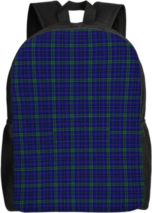 Clan Weir Tartan Minimalist Laptop Backpack – Waterproof Business Travel Bag, Breathable Design, Modern Work & Leisure