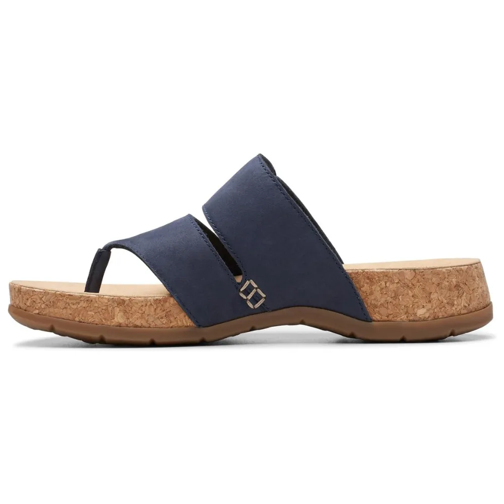 Clarks Reileigh Park Navy Nubuck Flip-Flop (Women's)