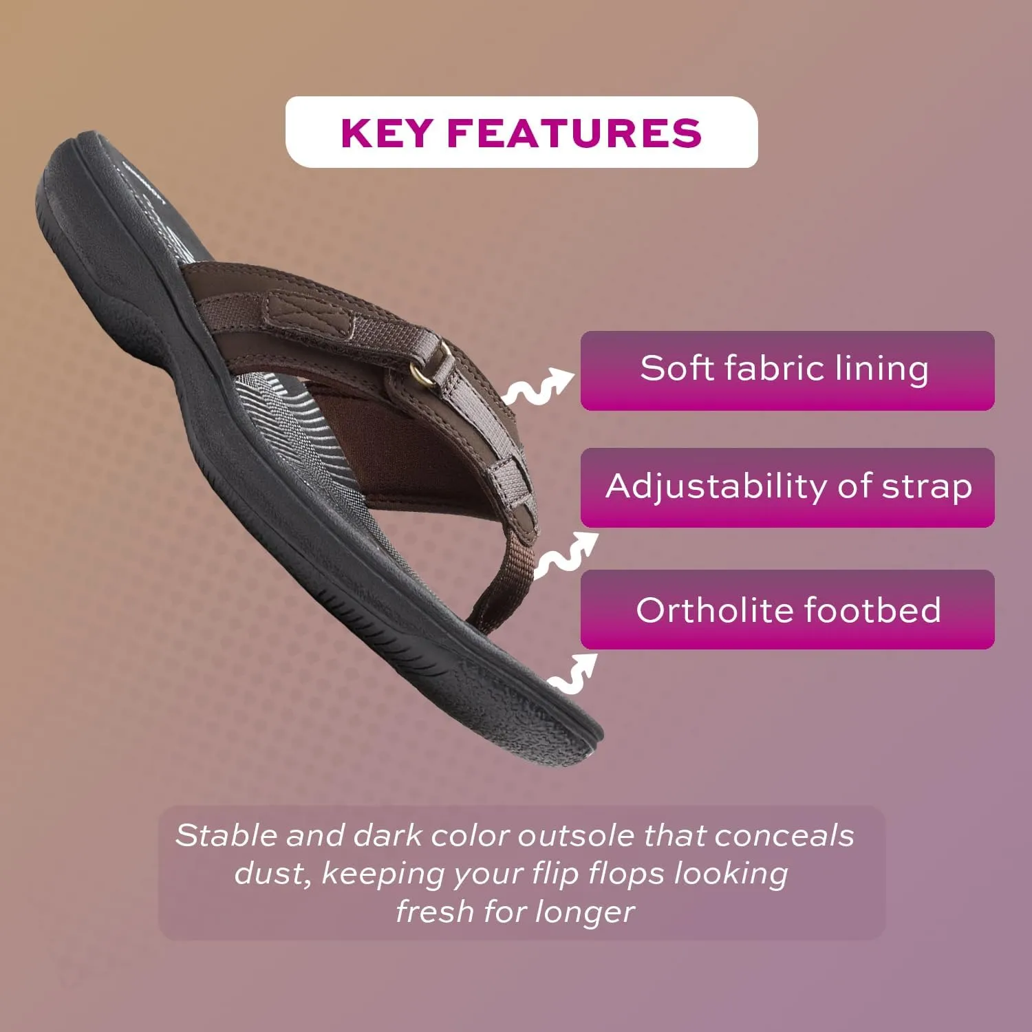 Clarks Womens Breeze Sea Flip-Flop Sandals - Comfortable Flip Flop with Adjustable Hook and Arch Support - Casual Summer Wearing Cloudsteppers for Everyday