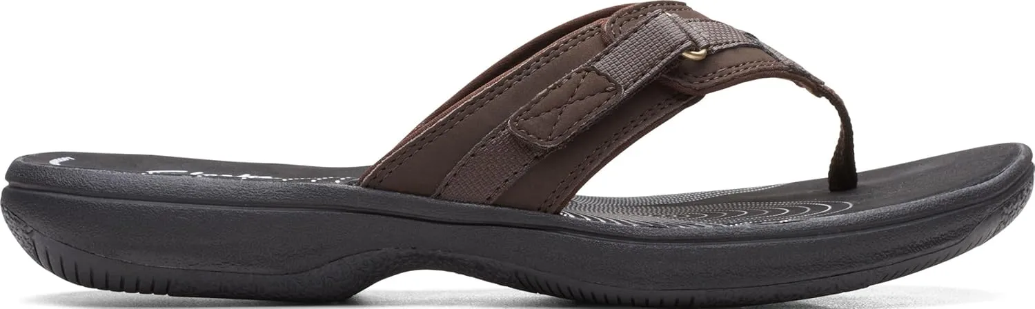 Clarks Womens Breeze Sea Flip-Flop Sandals - Comfortable Flip Flop with Adjustable Hook and Arch Support - Casual Summer Wearing Cloudsteppers for Everyday