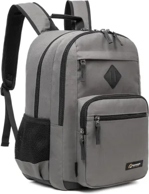 Classic Carry-on Travel Backpack, Laptop Backpack with Padded 17 inch Laptop Sleeve, Multi Pocket College Backpack, Casual Daypack Backpacks - Grey
