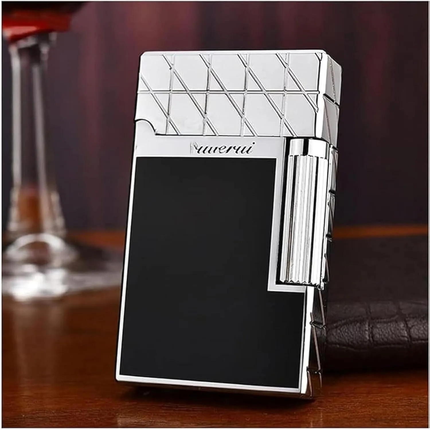 Classic Grinding Wheel Lighter, Open Lid Ding Sound， Adjustable Soft Flame Lighter Butane Refillable Gas Lighter Flip Cover Flint Side Slip Igniter(C6)