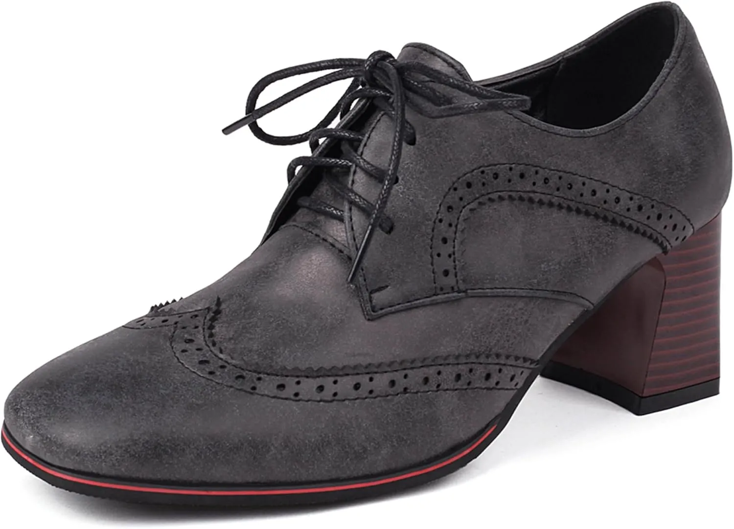 Classic Oxford Derby Women Square Toe Block Heel
