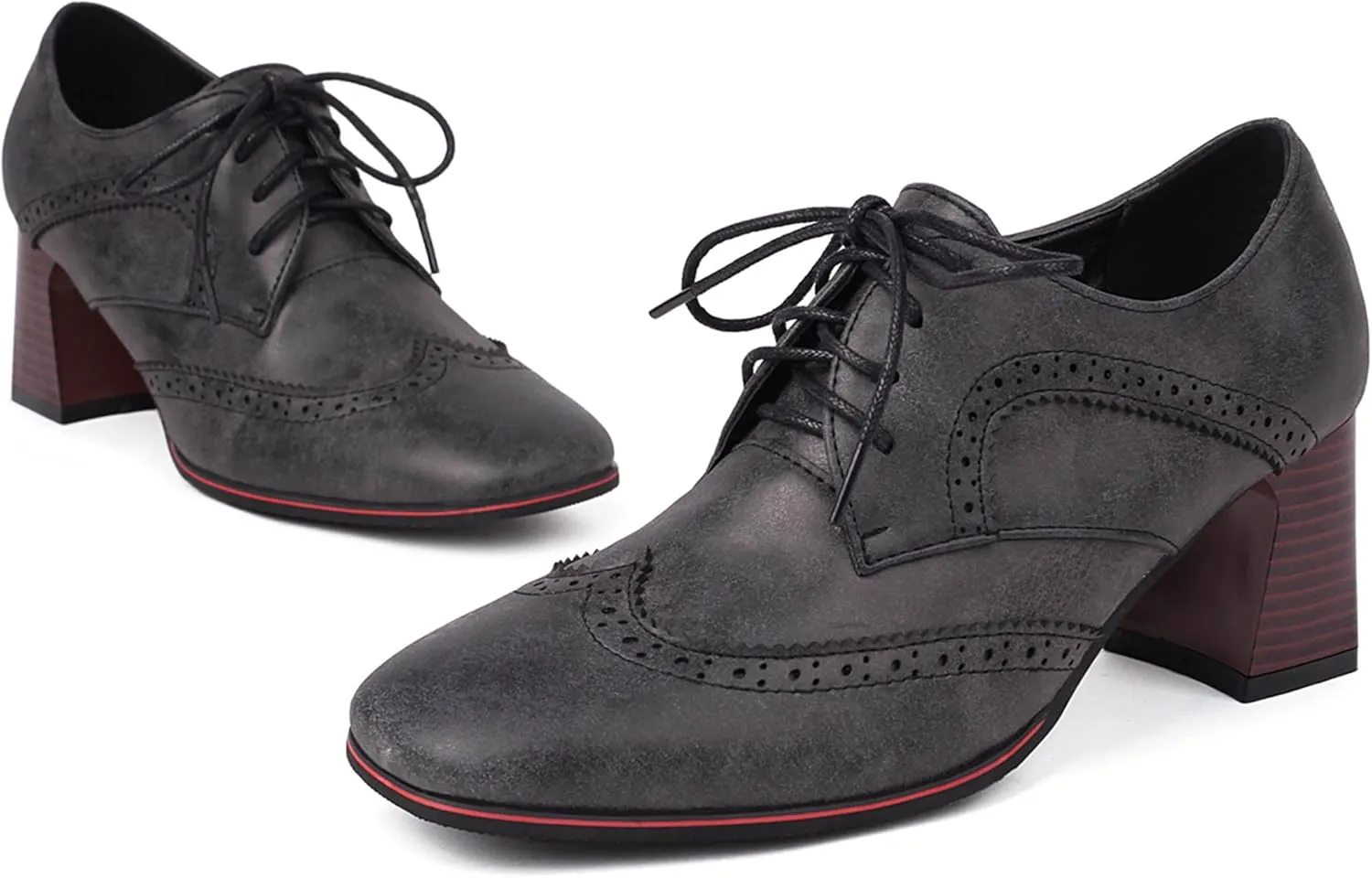 Classic Oxford Derby Women Square Toe Block Heel