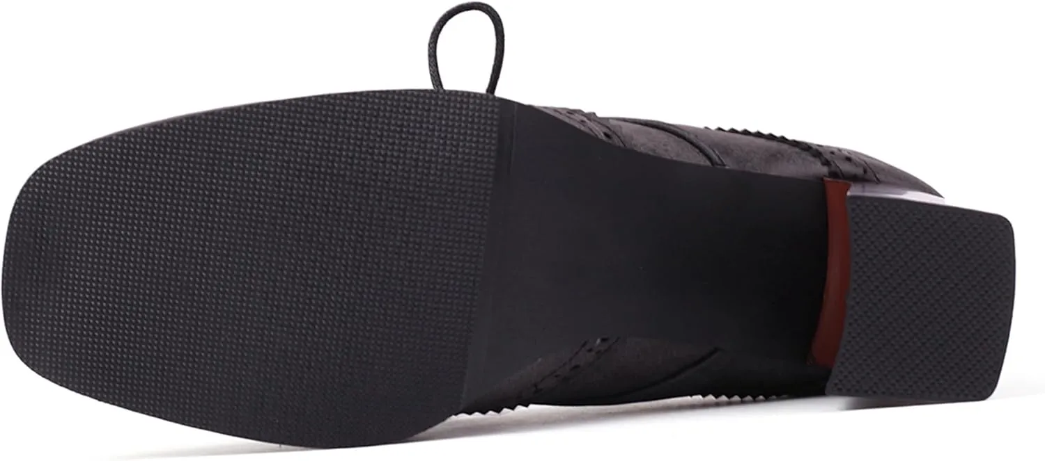 Classic Oxford Derby Women Square Toe Block Heel