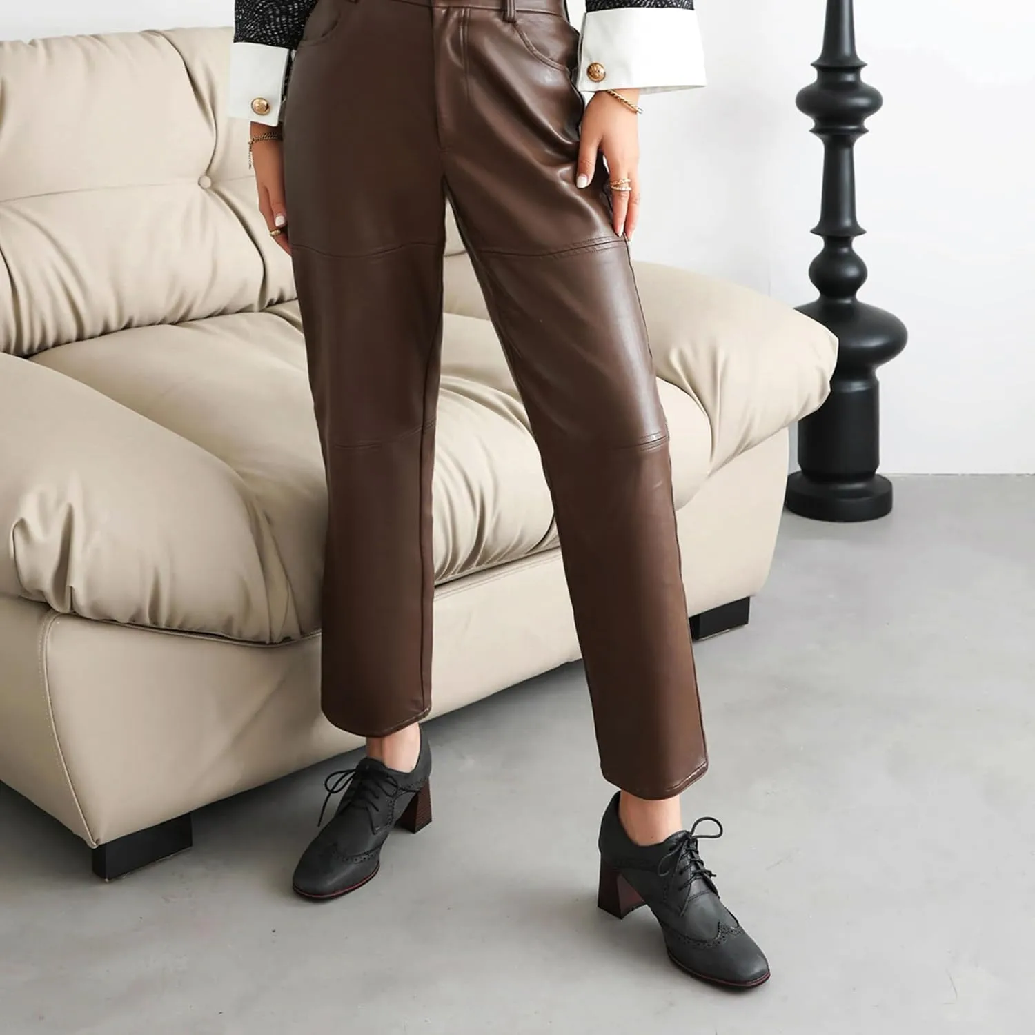 Classic Oxford Derby Women Square Toe Block Heel