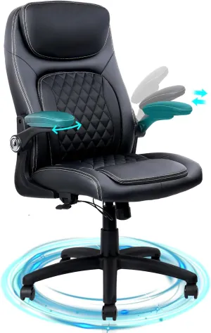 CLATINA PU Leather Ergonomic Executive Office Chair 400lb Capacity Adjustable Height Tiltable Backrest, Swivel Rocking Rolling Computer Task Chair with 3D Arms