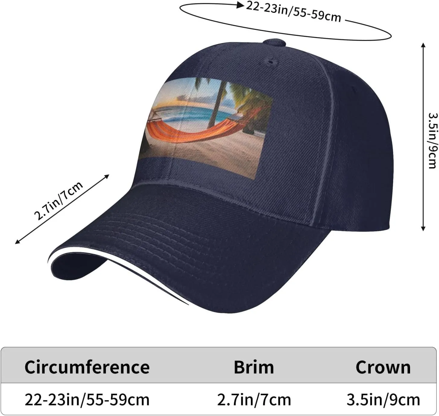 Coconut Beach Sunset Hammock Prints Unisex Baseball Cap Black : Breathable, Light