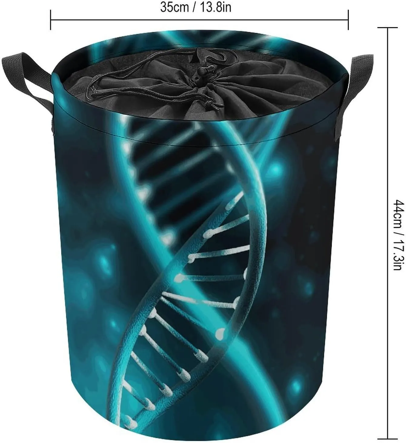 Collapsible Laundry Hamper Waterproof Drawstring Laundry Basket Space-Saving Foldable Science Gene Strand Dirty Clothes Hamper for Home Dorm & Travel