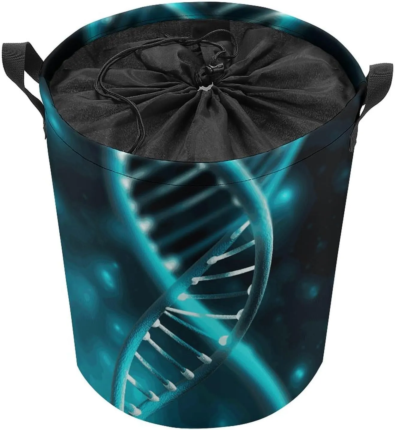 Collapsible Laundry Hamper Waterproof Drawstring Laundry Basket Space-Saving Foldable Science Gene Strand Dirty Clothes Hamper for Home Dorm & Travel
