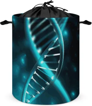 Collapsible Laundry Hamper Waterproof Drawstring Laundry Basket Space-Saving Foldable Science Gene Strand Dirty Clothes Hamper for Home Dorm & Travel