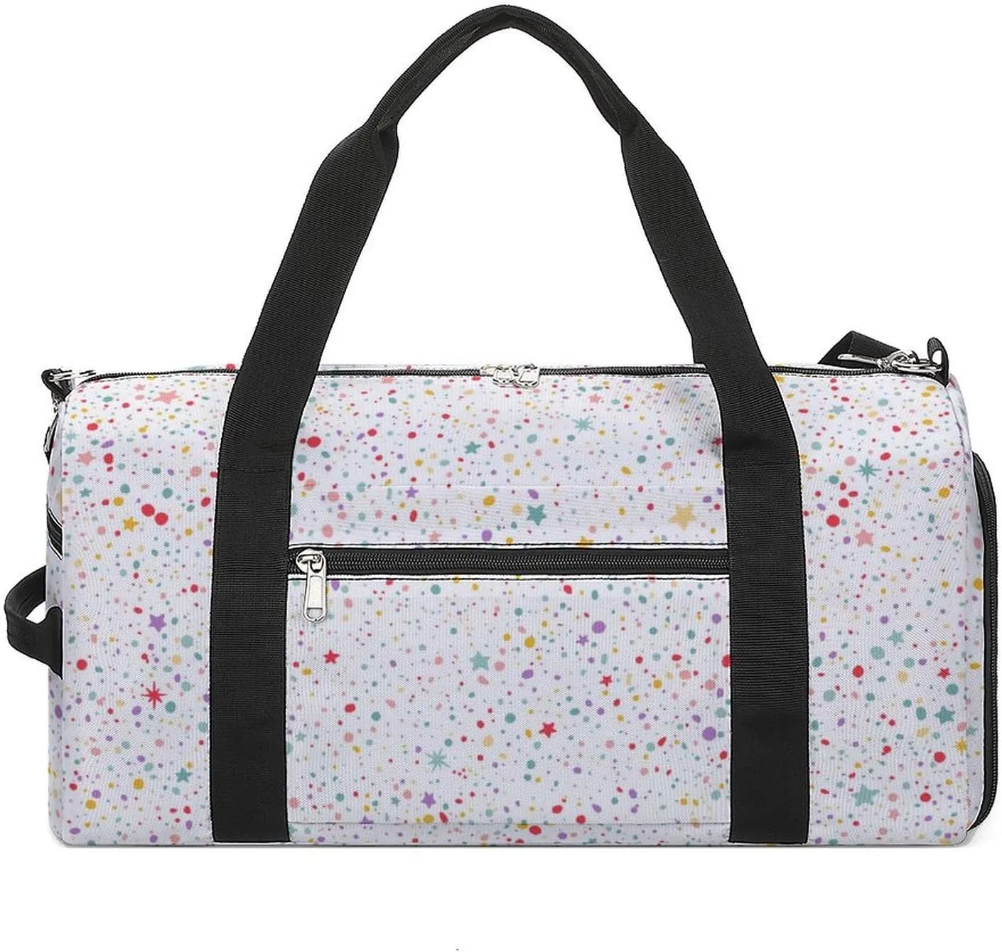 Colorful Dots And Stars Fitness Large Gym Bag for Unisex with Shoe Compartment & Wet Pocket