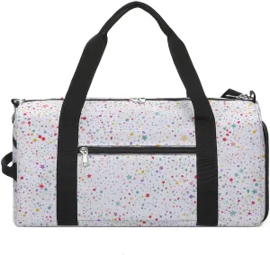 Colorful Dots And Stars Fitness Large Gym Bag for Unisex with Shoe Compartment & Wet Pocket